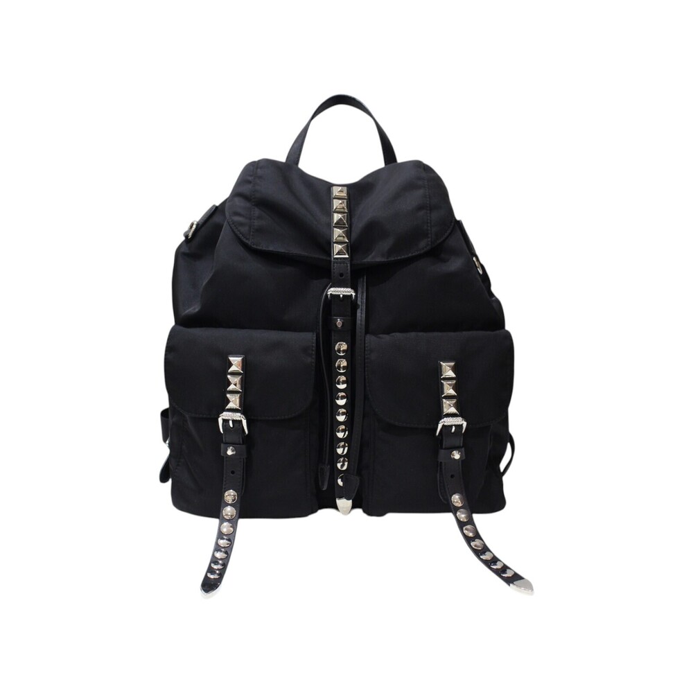 Prada Studded Backpack Black Silver - image 1